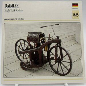 Daimler Single Track Machine Germany 1885 Motorcycle Spec Card Sheet
